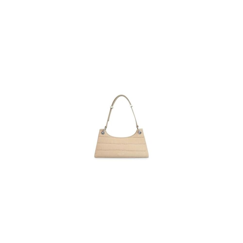 APEDE MOD Women's Beige Crocodile Print Leather Single Strap Shoulder Bag